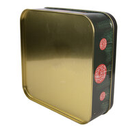 Clayre &amp; Eef   | Blikken Bewaardoos Groen Rood 17x17x6 cm | 6BL0208