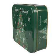 Clayre &amp; Eef   | Blikken Bewaardoos Groen Wit 17x17x6 cm | 6BL0209