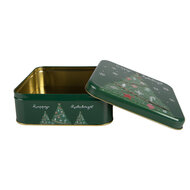 Clayre &amp; Eef   | Blikken Bewaardoos Groen Wit 17x17x6 cm | 6BL0209