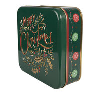 Clayre &amp; Eef   | Blikken Bewaardoos Groen Goudkleurig 17x17x6 cm | 6BL0210