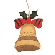 Clayre &amp; Eef   | Decoratie Hanger Bel Geel Rood 8x1x12 cm | 6H2494