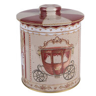 Clayre &amp; Eef   | Blikken Bewaardoos Beige Rood &oslash; 15x17 cm | 6BL0194