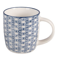 Clayre &amp; Eef   | Mokken Set van 4 Wit Blauw 13x8x9 cm / 300 ml | 6CEMS0053