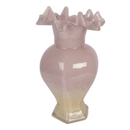 Clayre &amp; Eef   | Vazen Glas Roze Geel &oslash; 14x25 cm | 6GL5495