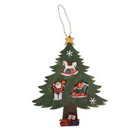 Clayre &amp; Eef   | Decoratie hanger Kerstboom Groen Rood 32x2x39 cm | 6H2484