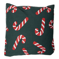 Clayre &amp; Eef   | Kussen gevuld Groen Rood Wit 45x45x4 cm | KG023.137