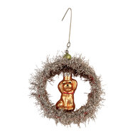 Clayre &amp; Eef   | Kersthanger Zilverkleurig Rood 8x4x9 cm | 66538