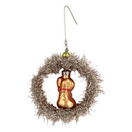 Clayre &amp; Eef   | Kersthanger Zilverkleurig Rood 8x4x9 cm | 66538