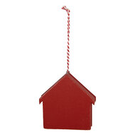 Clayre &amp; Eef   | Decoratie hanger Huis Rood Wit 8x3x8 cm | 66583