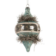 Clayre &amp; Eef   | Kerstbal Blauw Zilverkleurig &oslash; 7x13 cm | 6GL5402