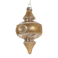 Clayre &amp; Eef   | Kerstbal Goudkleurig Zilverkleurig &oslash; 7x13 cm | 6GL5403