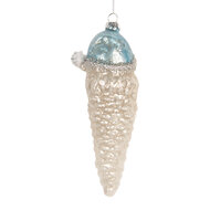 Clayre &amp; Eef   | Kersthanger Zilverkleurig Wit &oslash; 6x16 cm | 6GL5404