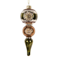 Clayre &amp; Eef   | Kerstbal Groen Bruin &oslash; 6x17 cm | 6GL5420