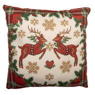 Clayre &amp; Eef   | Kussenhoes Beige Rood 45x45 cm | KT021.465