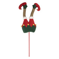 Clayre &amp; Eef   | Decoratie Kerst Elfenbenen Groen Rood 24x10x80 cm | 50910