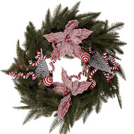 Clayre &amp; Eef   | Kerstdecoratie Krans Groen Rood &oslash; 60x20 cm | 50915