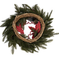 Clayre &amp; Eef   | Kerstdecoratie Krans Groen Rood &oslash; 60x20 cm | 50915