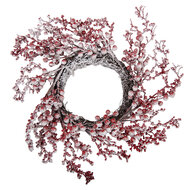 Clayre &amp; Eef   | Kerstdecoratie Krans Wit Rood &oslash; 55x10 cm | 50916