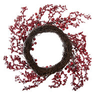 Clayre &amp; Eef   | Kerstdecoratie Krans Wit Rood &oslash; 55x10 cm | 50916