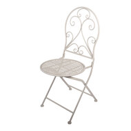 Clayre &amp; Eef   | Bistroset Bistrotafel Bistrostoel 3-delig Wit &oslash; 60x70 / 39x39x94 cm (2) | 5Y1431