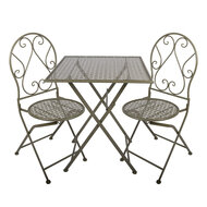 Clayre &amp; Eef   | Bistroset Bistrotafel Bistrostoel 3-delig Groen 60x60x70 / 50x40x93 cm (2) | 5Y1432