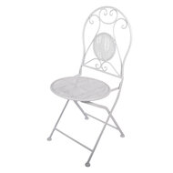 Clayre &amp; Eef   | Bistroset Bistrotafel Bistrostoel 3-delig Wit &oslash; 60x70 / 50x40x93 cm (2) | 5Y1433