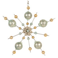 Clayre &amp; Eef   | Kersthanger Goudkleurig Groen 17x3x17 cm | 66539