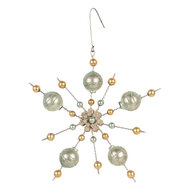 Clayre &amp; Eef   | Kersthanger Goudkleurig Groen 17x3x17 cm | 66539