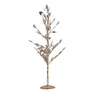 Clayre &amp; Eef   | Decoratie Boompje Zilverkleurig Wit 9x9x50 cm | 66635