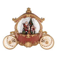 Clayre &amp; Eef   | Muziekdoos Koets met Kerstman LED Rood Goudkleurig 26x11x20 cm / 3xAA | 6PR6156