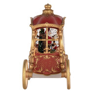 Clayre &amp; Eef   | Muziekdoos Koets met Kerstman LED Rood Goudkleurig 26x11x20 cm / 3xAA | 6PR6156