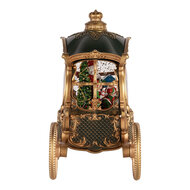 Clayre &amp; Eef   | Muziekdoos Koets met Kerstman LED Groen Goudkleurig 26x11x20 cm / 3xAA | 6PR6157