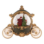 Clayre &amp; Eef   | Muziekdoos Koets met Kerstman LED Groen Goudkleurig 26x11x20 cm / 3xAA | 6PR6157