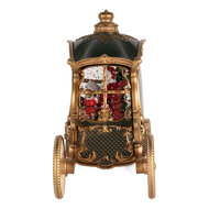 Clayre &amp; Eef   | Muziekdoos Koets met Kerstman LED Groen Goudkleurig 26x11x20 cm / 3xAA | 6PR6157