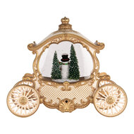 Clayre &amp; Eef   | Muziekdoos Koets met LED Beige Goudkleurig 26x11x20 cm / 3xAA | 6PR6158