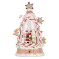 Clayre &amp; Eef   | Muziekdoos Taart met LED Wit Rood 14x8x24 cm / 3xAAA | 6PR6161