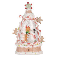 Clayre &amp; Eef   | Muziekdoos Taart met LED Wit Rood 14x8x24 cm / 3xAAA | 6PR6162