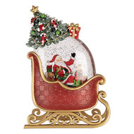 Clayre &amp; Eef   | Sneeuwbol met LED Rood Goudkleurig 17x9x25 cm / 3xAA | 6PR6167