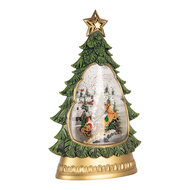 Clayre &amp; Eef   | Sneeuwbol met LED Groen Goudkleurig 20x10x31 cm / 3xAA | 6PR6169