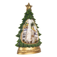 Clayre &amp; Eef   | Sneeuwbol met LED Groen Goudkleurig 20x10x31 cm / 3xAA | 6PR6170