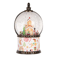 Clayre &amp; Eef   | Sneeuwbol met LED Wit Bruin &oslash; 12x21 cm / 3xAA | 6PR6173