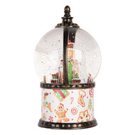 Clayre &amp; Eef   | Sneeuwbol met LED Wit Bruin &oslash; 12x21 cm / 3xAA | 6PR6173