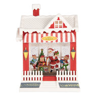 Clayre &amp; Eef   | Muziekdoos Huis met LED Rood Wit 18x9x26 cm / 3xAA | 6PR6175