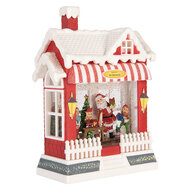 Clayre &amp; Eef   | Muziekdoos Huis met LED Rood Wit 18x9x26 cm / 3xAA | 6PR6175