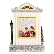 Clayre &amp; Eef   | Muziekdoos Huis met LED Wit Zilverkleurig 16x12x23 cm / 3xAA | 6PR6176