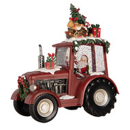 Clayre &amp; Eef   | Muziekdoos Tractor met LED Rood Zwart 21x13x25 cm / 3xAA | 6PR6182