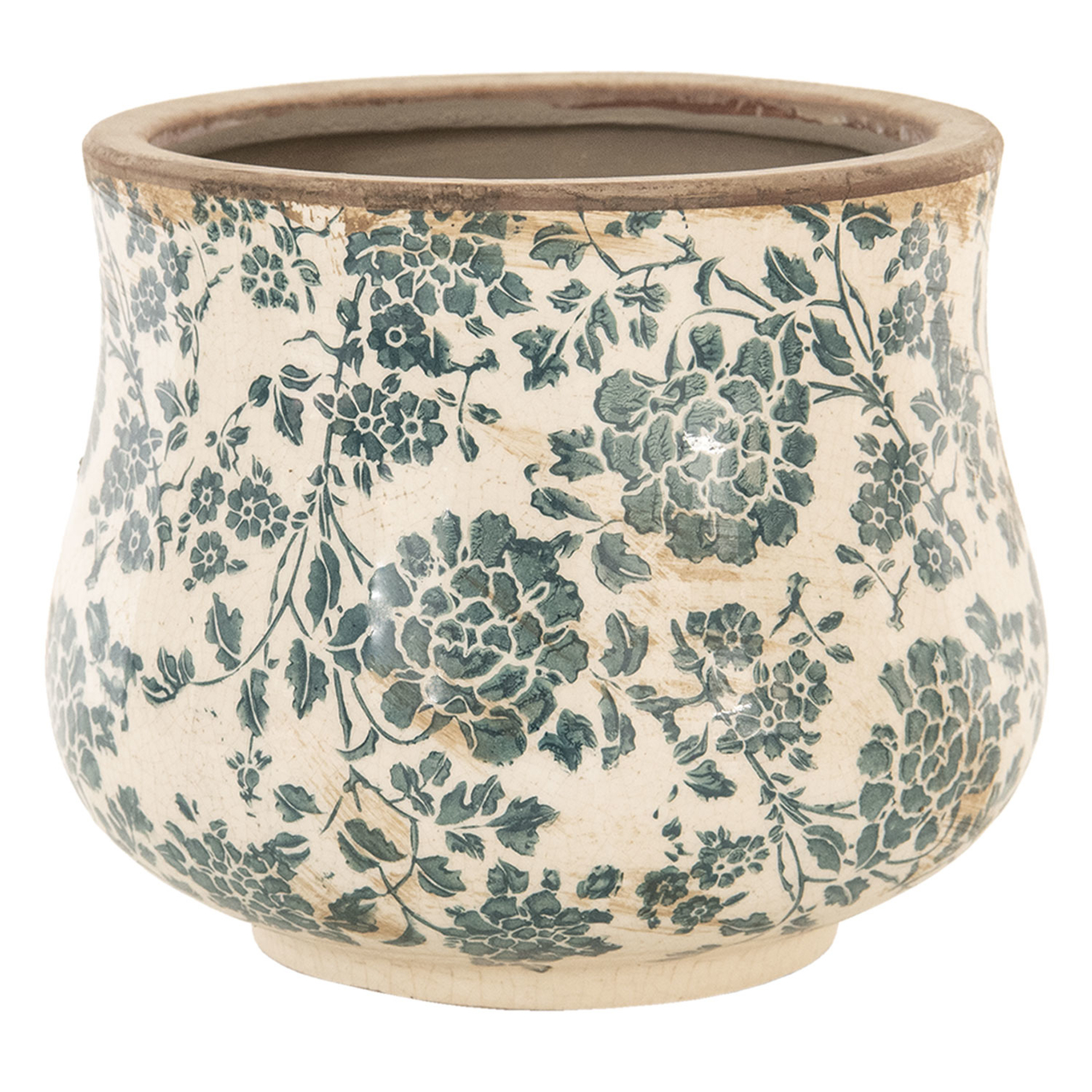 Clayre & Eef   | Bloempot Binnen Beige, Groen ø 21x17 cm | 6CE1034L