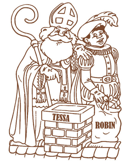 Sticker Sint & Piet schoorsteen met naam Raam & Muurdecoratie | Rosami Decoratiestickers