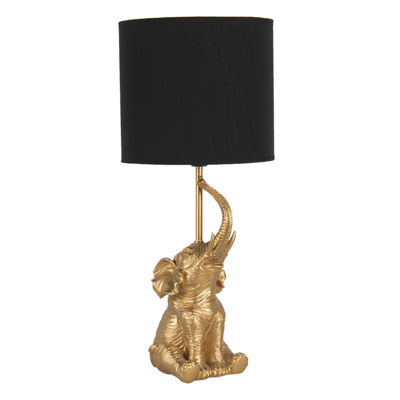 Clayre & Eef   | Tafellamp Olifant Goudkleurig, Zwart ø 20x46 cm E27/max 1x60W | 6LMC0038