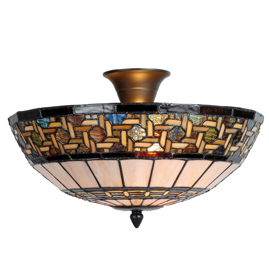Clayre & Eef   | Plafondlamp Tiffany Bruin, Beige ø 40x23 cm E14/max 2x40W | 5LL-5604